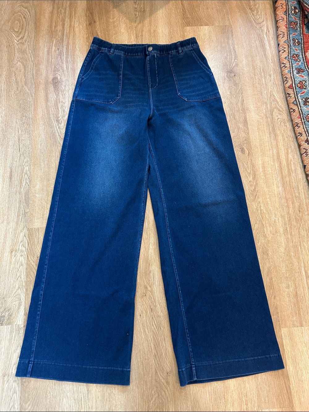 Wide-Leg Stretch High-Rise Women's Jeans in Deep Blue